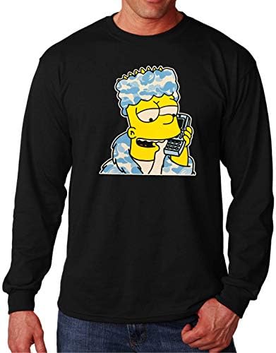 Bart Simpson On Phone Black Long Sleeve