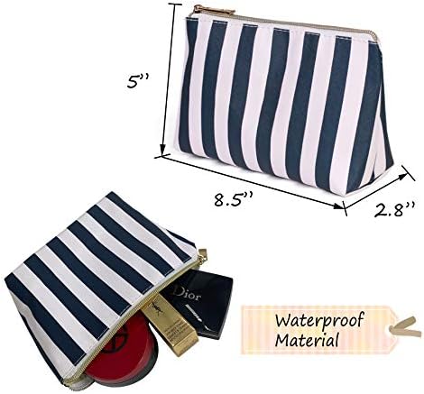 Hibala Makeup Bag Portable Travel Cosmetic Bag Waterproof Organizer Multifunction Case with Zipper Toiletry Bags Handbags for Women (Stripe 3P) 4 Hibala Makeup Bag Portable Travel Cosmetic Bag Waterproof Organizer Multifunction Case with Zipper Toiletry Bags Handbags for Women (Stripe 3P)