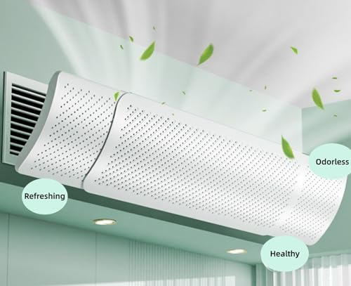 Adjustable Central AC Air Flow Deflector, Telescopic Air Conditioner Deflector, Side Outlet Air Wing Air Cooled Baffle Wind Direction Telescopic Windshield (58.5-95.5cm)