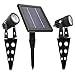 Mini 50X Solar Powered Twin LED Spotlight, Cast Aluminium, Warm White, Lithium, Day/Night Sensor for Auto ON/Off, 60 Lumen Per Light Fixture for Outdoor Garden Yard Landscape Downlight