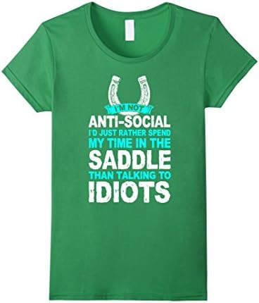 Women's Horse Riding - Anti-Social T-Shirt Large Grass