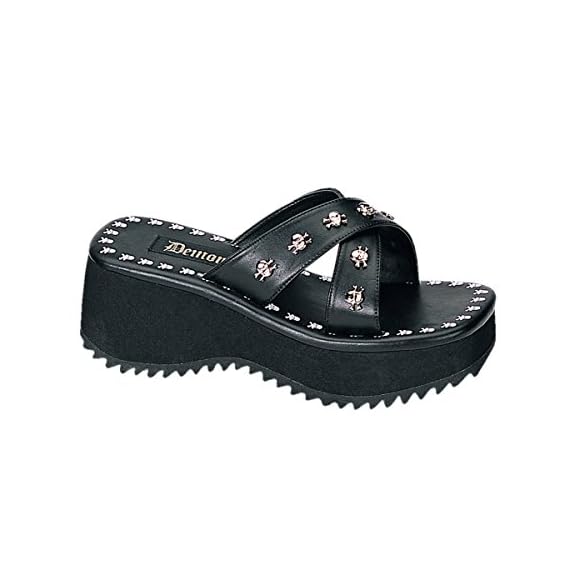 2-12-Inch-Cute-Gothic-Sandals-Skull-Print-And-Studs-Punk-Shoes-Demonia-Black-Size-9