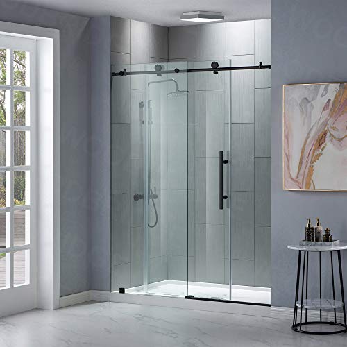 WOODBRIDGE MBSDC6076MBL Frameless Sliding Glass Shower Door 56"60"W