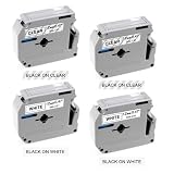 Compatible Ptouch M Tape 12mm 0.47 inch MK231 MK131 Label Tape Compatible with Brother P Touch Label Maker PT-M95 PT-65 PT-85 PT-45 12mm x 8m 4-Pack
