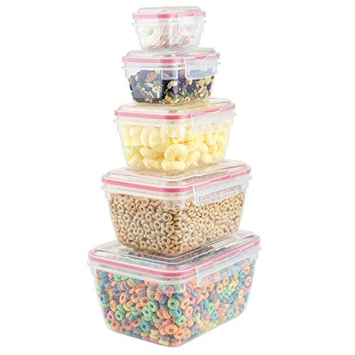 Home Basics 10 Piece Locking Rectangle Plastic Food Storage Stackable