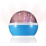 6D Star Projector Lamp Night Light with 4 Colorful LED Bulbs Making 360 Degree Rotation Night Sky Moon and Stars for Bedroom and Living Room