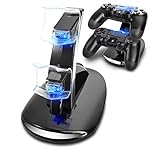HDLN Playstation 4 Charger PS4 pro PS4 slim Playstation Controller Charger Dual USB Charging Station Stand Docking Playstation Wireless Controller Charger Dual USB Fast Charging Station Stand & LED