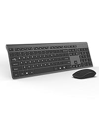 Teclado inalámbrico y ratón Combo-J JoyacCESS ratón portátil ergonómico inalámbrico con baterías recargables de 500 mAh, conexión estable de 2,4 GHz, ratón silencioso para escritorio y ordenador portátil gris