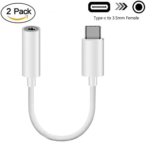 Type C to 3.5mm Headphone Audio Jack Adapter Converter, AWOGER USB-C to 3.5mm Female Aux Microphone Connector Cable for Motorola Moto Z Series, MacBook Pro, LeEco Le 2/Max 2 and More (2 Pack)