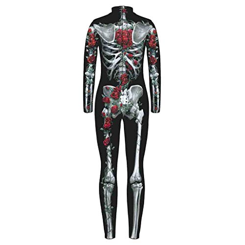 charmsamx Kids Halloween Jumpsuit Cosplay Costume Skeleton Printed Bodysuit Lifelike Novelty Skull Tights Halloween Costumes for Boys Girls