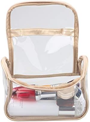 Heavy Duty Clear Cosmetic Bag Waterproof Transparent Travel Makeup Toiletry Organizer Bag (Gold) 5 Heavy Duty Clear Cosmetic Bag Waterproof Transparent Travel Makeup Toiletry Organizer Bag (Gold)