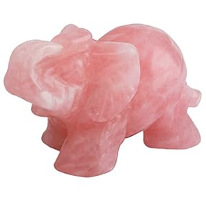 mookaitedecor Natural Rose Quartz Elephant Ornament Figurine,Healing Crystal Energy Gemstone Reiki Statue Home Decor,1.5 Inches