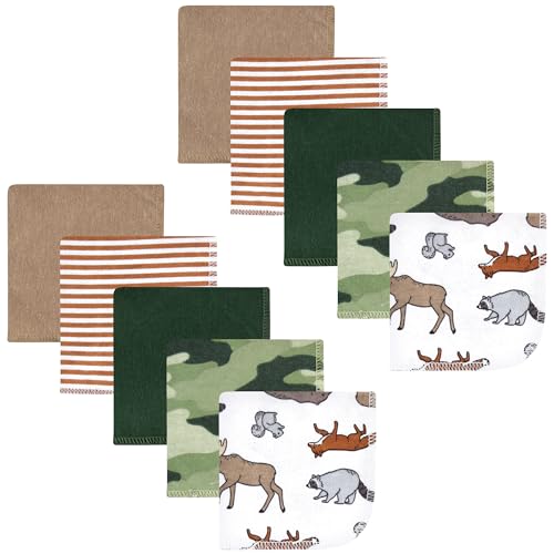 Hudson Baby Unisex Baby Flannel Cotton Washcloths, Animal Adventure 10 Pack, On…