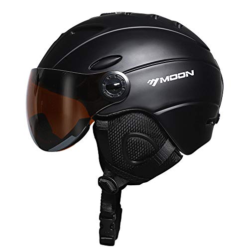 MOON Ski Helmets Snow Helmet with Detachable Ski Goggles Lens Active
