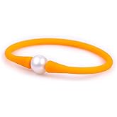 JOE FOREMAN 11mm Real Pearl Bridesmaid Mood Stackable Silicone Rubber Stretch Freshwater Cultured Pearl Jewelry Bracelets for Women 7"