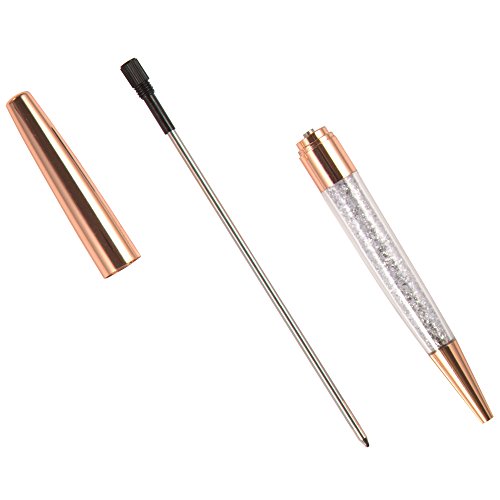 Rose Gold Pen Bling Diamond Pens Fine Black Ink Pen-6 Pack and 6 Extra Refills (Rose Gold 6 Pack)