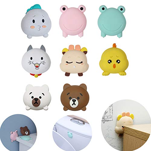 Luckycivia 8 Pack Rubber Door Stoppers, Cartoon Crash Pad Behind The Door, Self-Adhesive Cartoon Wall Protector, Door Knob Wall Shield, Rubber Buffer Crash Pads for Furniture Crafts Glass Table