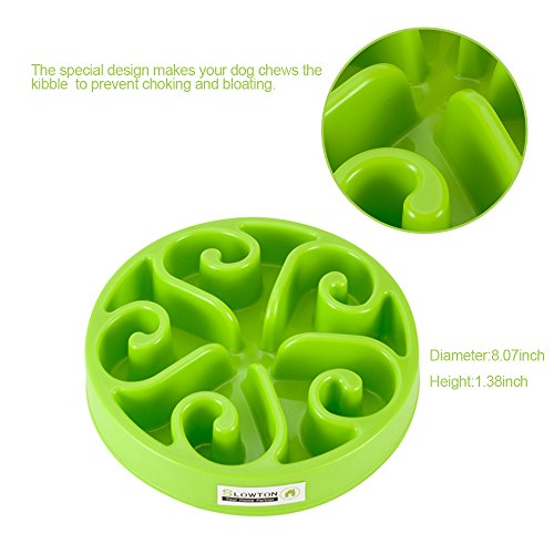 SlowTon Pet Slow Feeder Bowl, Non Toxic Bloat Stop Interactive Dog Feed Water Bowl Fun Puzzle Dish with Non Skid Base Prevent Choking indigestion vomiting with Bonus Clean Brush - Thumbnail 2
