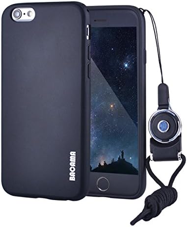 BACAMA Full Matte Soft Touch Slim-Fit Flexible TPU Case for Apple iPhone 6s Plus/iPhone 6 Plus + 2 in 1 Lanyard Black