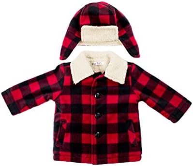 Sherpa lined fleece coat with sherpa collar (9M, Buffalo Plaid)