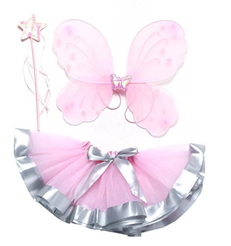 GOODTECK Baby Girls Dress Up Tutu Set with Fairy Wing