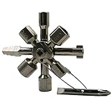 QST-CAIDU Multifunctional Twin Key Universal Control Cabinet Key Torque Wrenches Cross Key with 1 Chain 10 Profiles CNC Key Train Door Key,Chrome