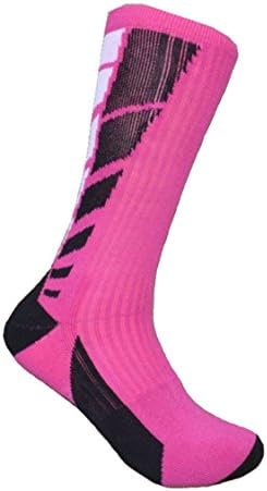 Kalily Crew Cushion Dri-fit Elite Socks for Women - Pack of 3 Pairs (6 pcs) (Pink &amp; Black, Medium)