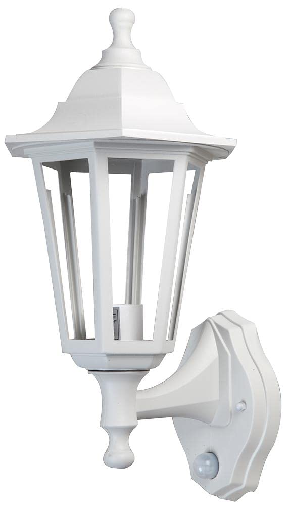 PRO ELEC PEL01345 Outdoor Lantern with Photocell & PIR, E27, IP44, White