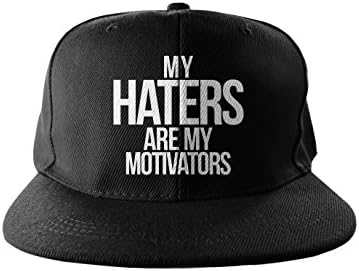 My Haters Are My Motivators Cool Swag Hip Hop Print Snapback Hat Cap Black