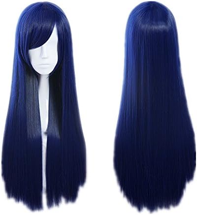 NiceLisa Wig 80cm Long Straight Ladies Deep Blue Cosplay Wigs