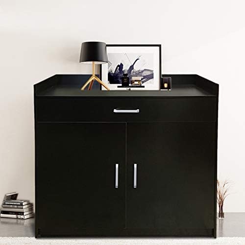FIDOOVIVIA Shoe Storage Cabinet Cupboard Wooden Shoe Rack with 4 Shelves and 1 Storage Drawer (Black)