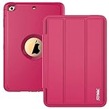 iPad Case, iPad Mini 1 2 3 Case, SEYMAC Three Layer Drop Protection Rugged Protective Heavy Duty iPad Case with Magnetic Smart Auto Wake / Sleep Cover for Apple iPad Mini 1/2/3 (Rose)