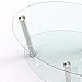 SUNCOO Glass Coffee Table for Home/Office Oval with 2 Tire Tempered Glass Boards Sturdy Chrome Plated Legs End Table Modern Coffee Table Tea Table (Clear)