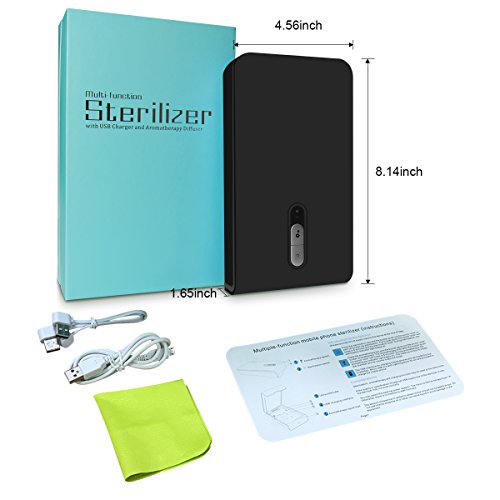 Smart Phone UV Sanitizer Portable UV Light Cell Phone Sterilizer Cleaner Aromatherapy Function Disinfector with USB Charging for iPhone Android Smart Phone Toothbrush Jewelry Watches (Black)