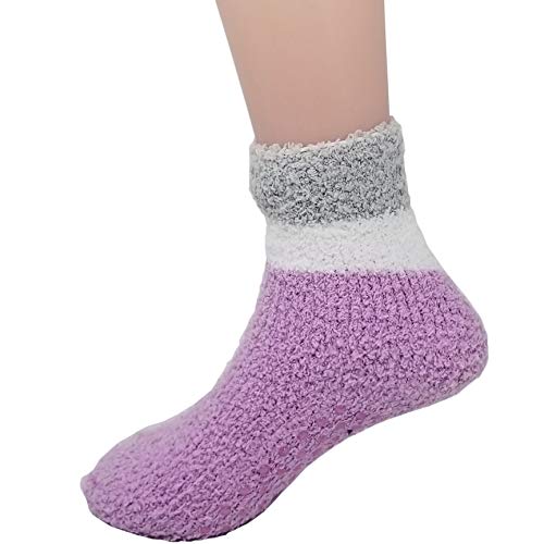 6 Pairs Warm Fuzzy Socks for Kids with Grippers Non Skid Slipper