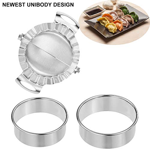 SIENON 3 Pieces Stainless Steel Dumpling Maker, 2 Dumpling Cutters-Dumpling Skin Makers, 1 Dumpling Mold-Empanada Pierogi Press Mold, Pie Ravioli Dumpling Wrappers Mold Pot Sticker Kitchen Accessories