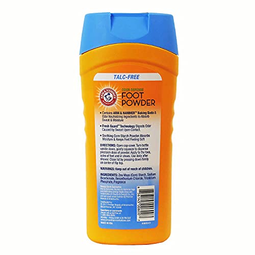 Arm and Hammer Foot Powder for Shoes & Feet, TalcFree Odor & Moisture Control for Men & Women