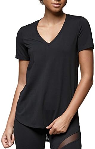 TITIKA Women's Yoga T-Shirt Sexy Comfortable Black V-neck Sheer for Sports(M)
