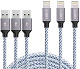 DAZHWA Phone Charger 3PACK (6FT) Nylon Braided Charging Cable Cord USB Cable Charger Compatible iPhone X/8/7/6s/ 6/ Plus/ 5SE/ 5s/ 5c/ 5, iPad, iPod, and More (Silver) …