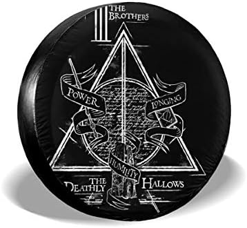 YaFuKeMao Universal Tire Cover Spare Tire Cover Fit for Jeep SUV Camper Car Trailer Accessories, Harry Potter Spell Deathly Hallows Graphic