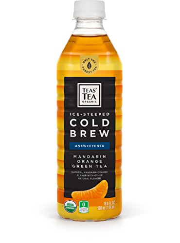 Teas' Tea Organic Cold Brew Green Tea, Mandarin Orange, 16.9 Ounce, 12 Count