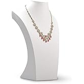 Oirlv White Leather Jewelry Bust Necklace Display Stand Trade Show Jewelry Holder (H:13.38")