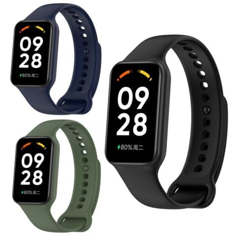 Panda Bobo for Xiaomi Redmi Smart Band 2 Wrist Strap Replacement Silicone Sport Watch Band (Pack A - 3 Straps)