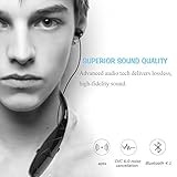 Bluetooth Headphones, Bluenin Stereo Neckband Wireless Headset Retractable Sport Earbuds with Mic for iPhone 7 iPhone 7 Plus (15 Hours Play Time, Noise-Cancelling, Bluetooth 4.1) (Jet Black)