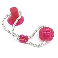 Multifunction Pet Molar Bite Toy - Pet Rope Bite Toys - Dog Ball Treat Toys with Suction Cup - Puppy Chew Ball Toys - Pet Tug of War Toy Suction - Pet Suppliers (Rose Red)