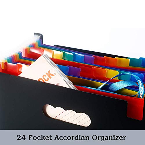 24 Pockets High Capacity Multicolour Expanding File Organiser Folder