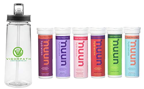 Nuun Active Hydration Variety Pack Water Flavoring (6 Flavors - 60 Tabs) with 22oz. Sports Bottle