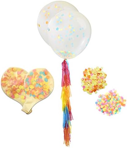 Party Girl Decorations Two Pre-Filled Large Transparent 36” Multi-color Confetti Balloon Kit - Party Supplies – with coordinating, Tassels &amp; Cord