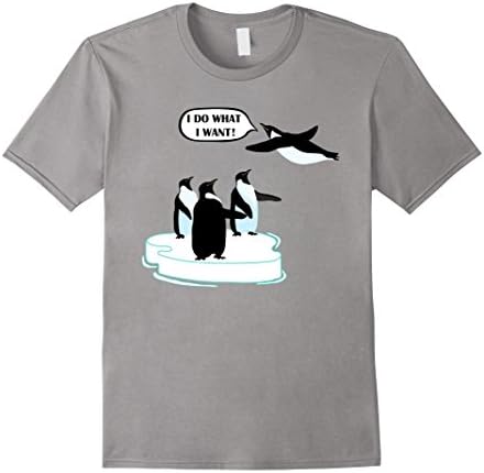 Mens I Do What I Want T-shirt Cool Flying Penguin Tshirt Medium Slate