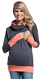 Happy Mama. Womens Nursing Hoodie Breastfeeding Contrast Detail Maternity. 330p